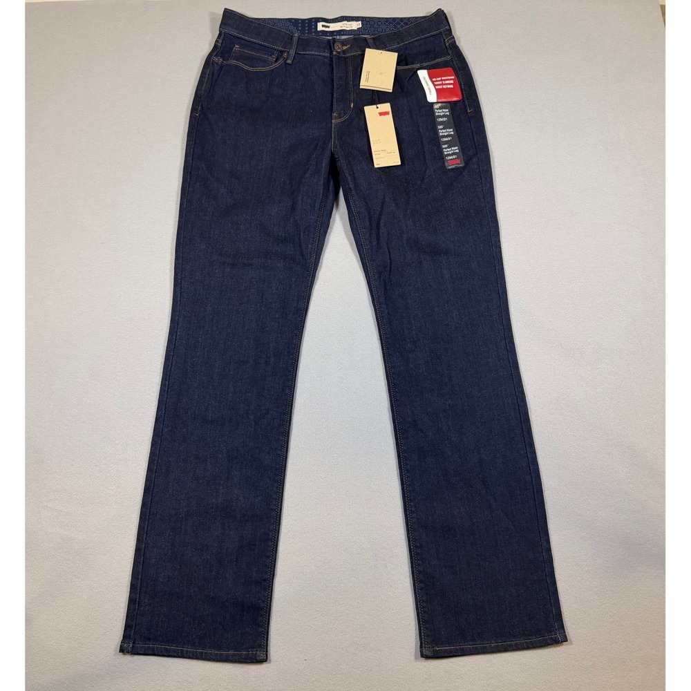 Levis 525 Perfect Waist Straight Leg Jeans Dark Wash Blue Womens 12M/31 NWT